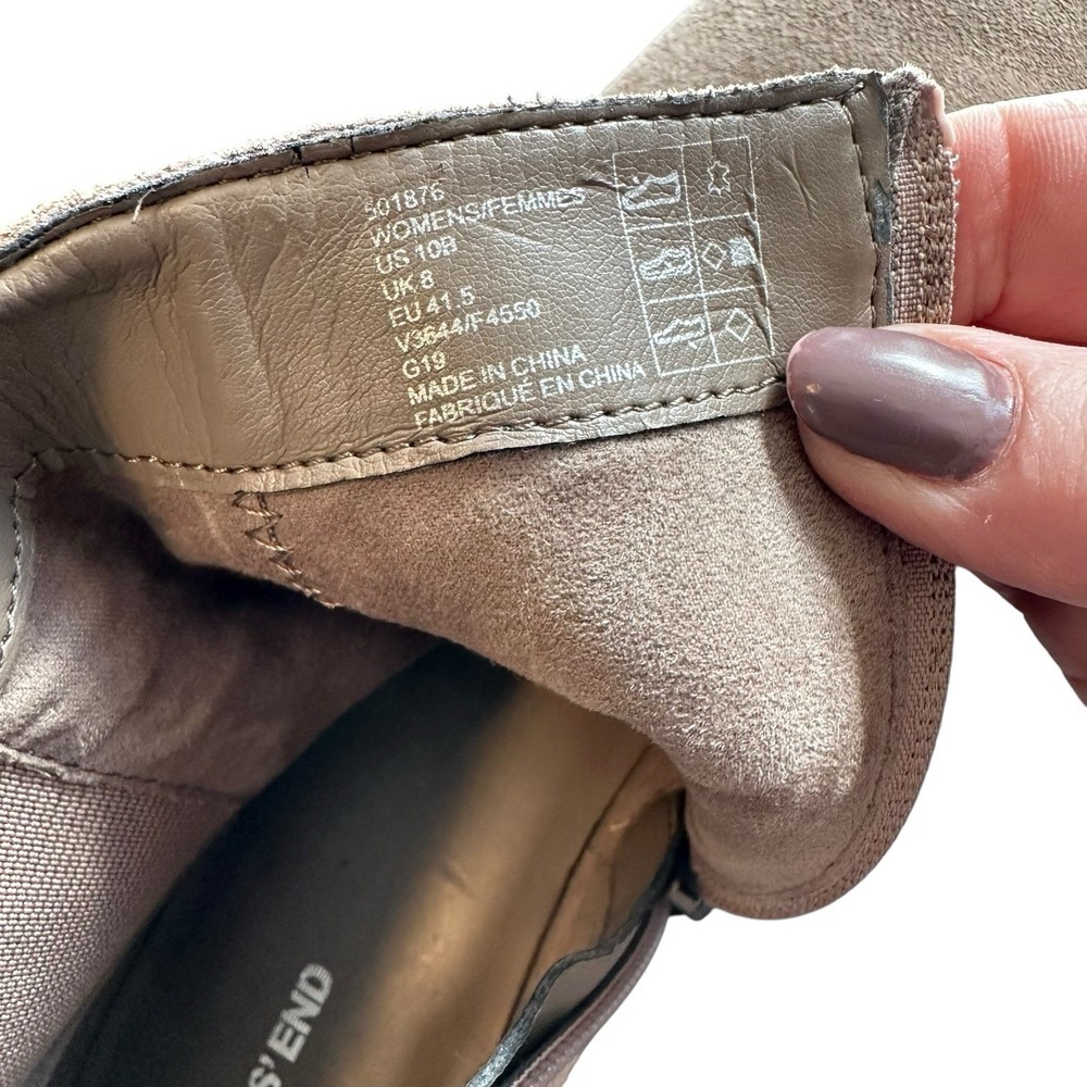 Lands End Ankle Bootie Women's 10 Tan Suede Chelsea Side Zip Beige Western Boho - Picture 8 of 9